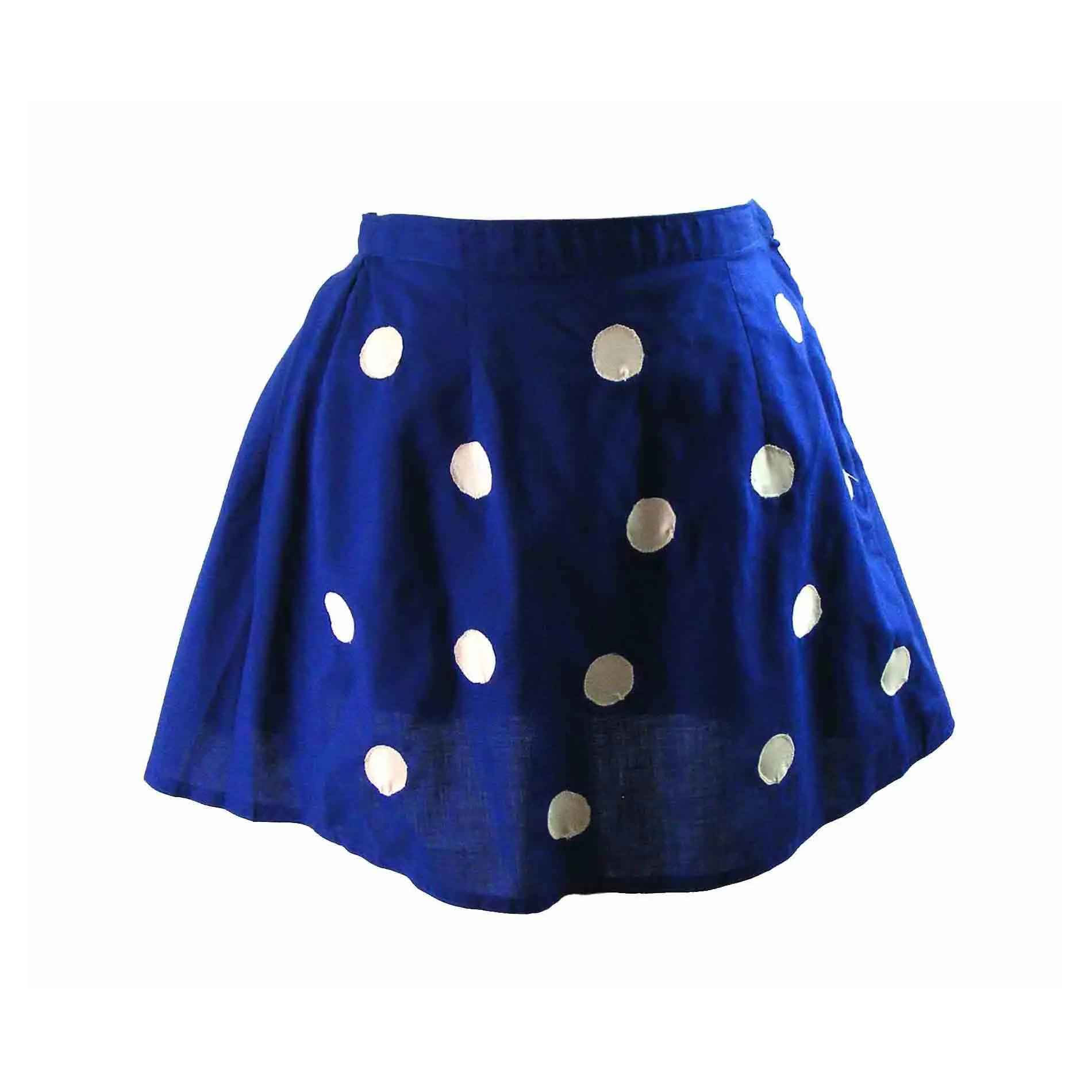 60s Dark Blue Polka Dot Mini Skirt - 8