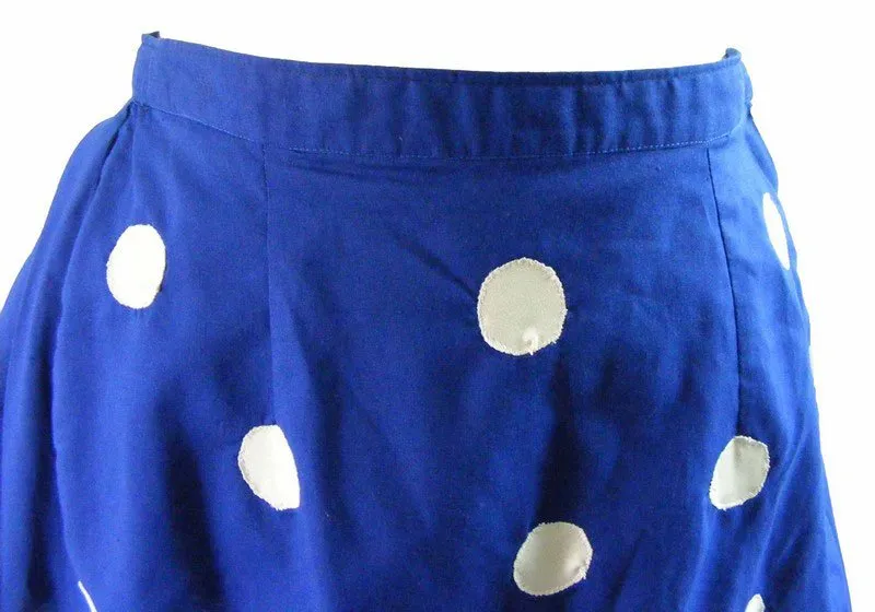 60s Dark Blue Polka Dot Mini Skirt - 8