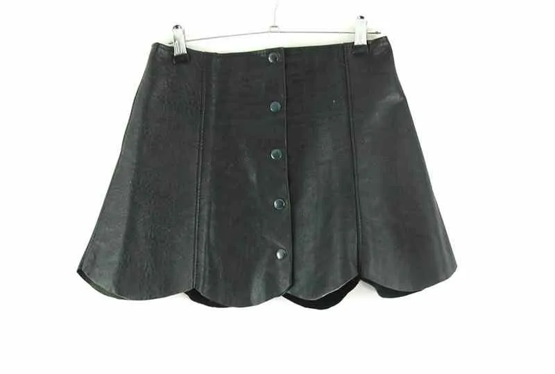 70s Leather Button Through Mini Skirt - 6