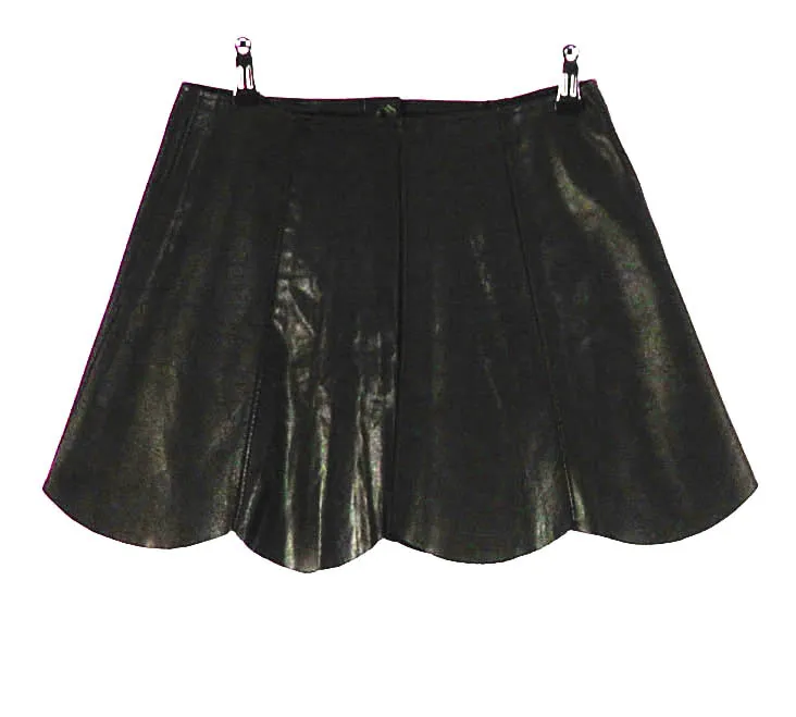 70s Leather Button Through Mini Skirt - 6