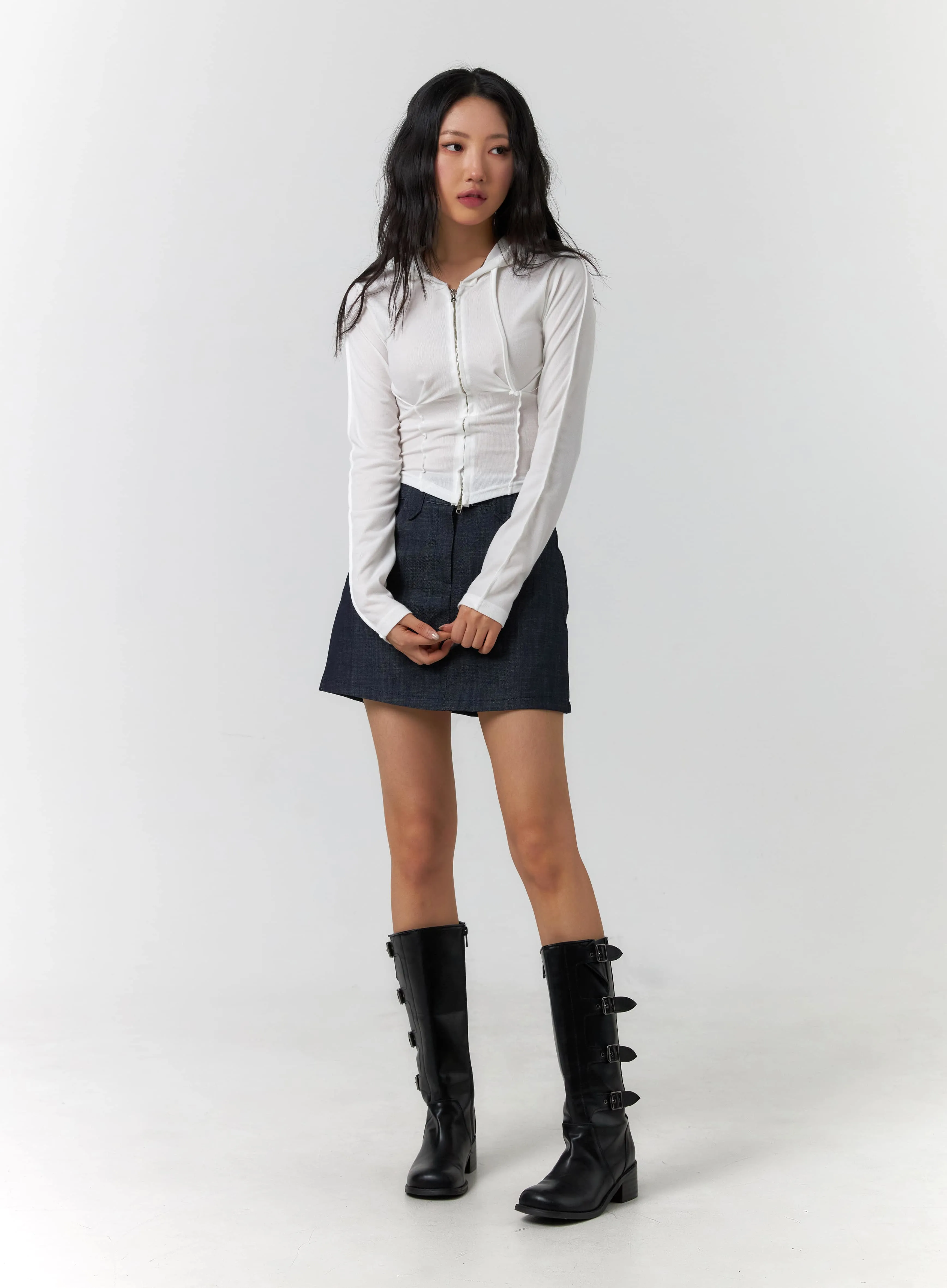 A-Line Denim Mini Skirt CF405