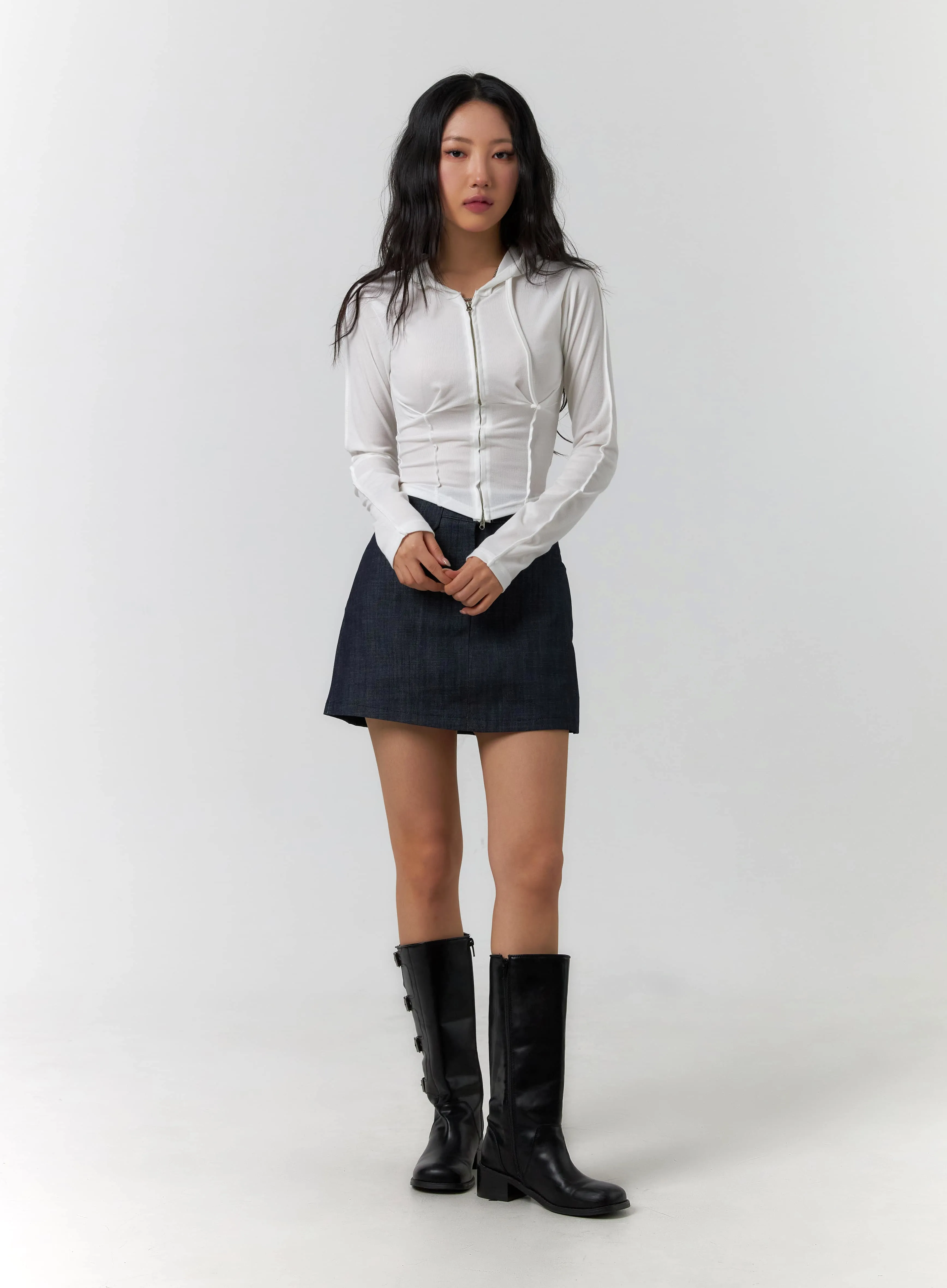 A-Line Denim Mini Skirt CF405