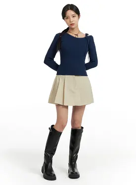 A-Line Pleated Mini Skirt OF422