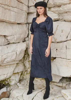 Another Sunday Dolly Dagger Jacquard Midi Dress Navy