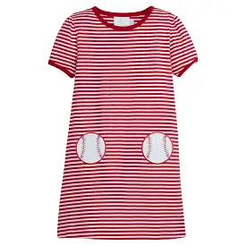 Applique Pocket T-Shirt Dress - Baseball