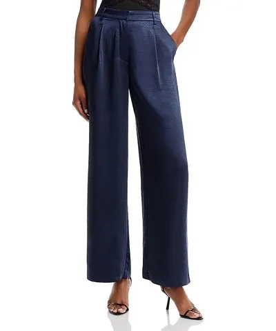 Aqua Satin Wide Leg Pants