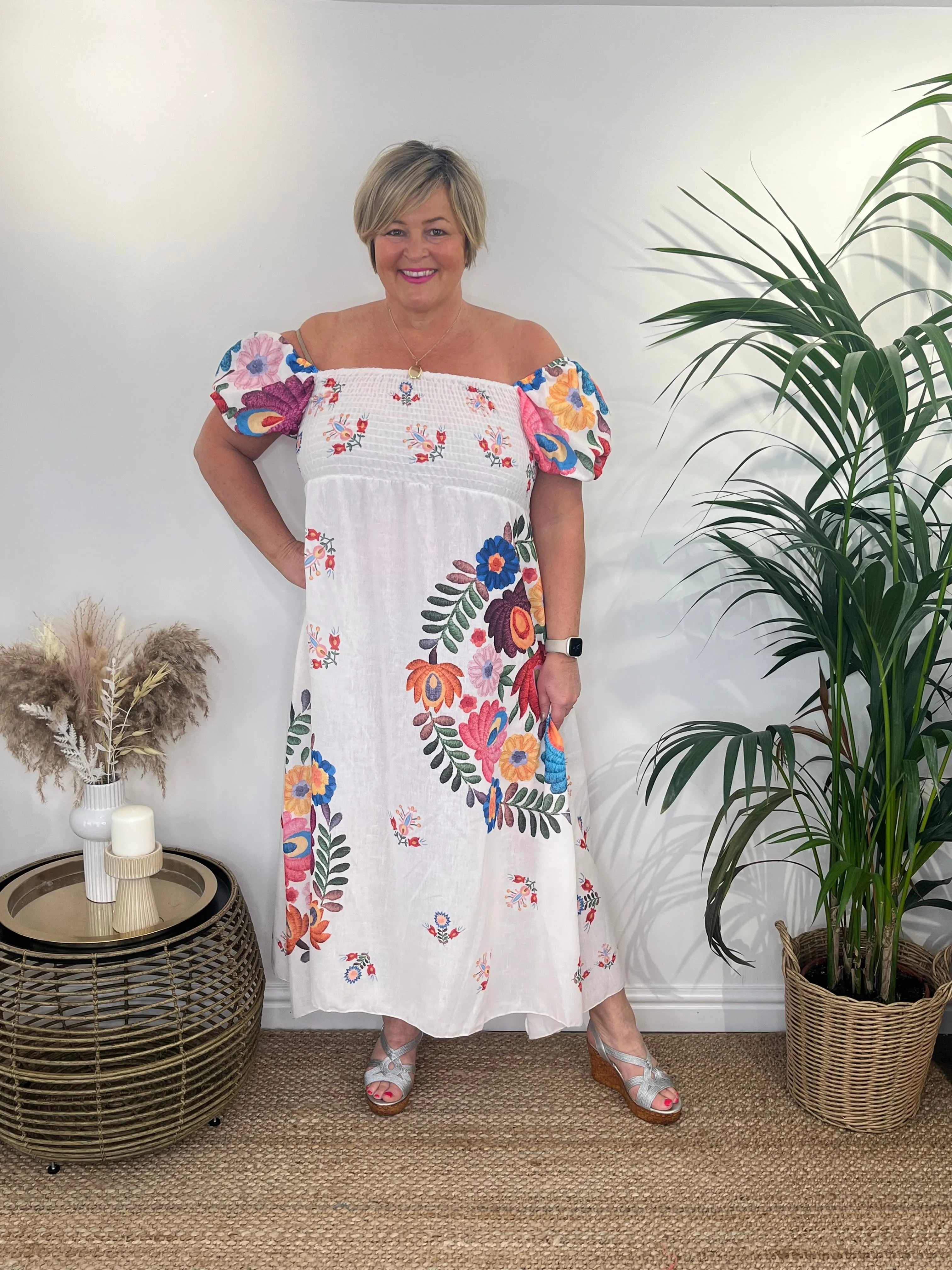 BALI Balloon Sleeve Floral Dress