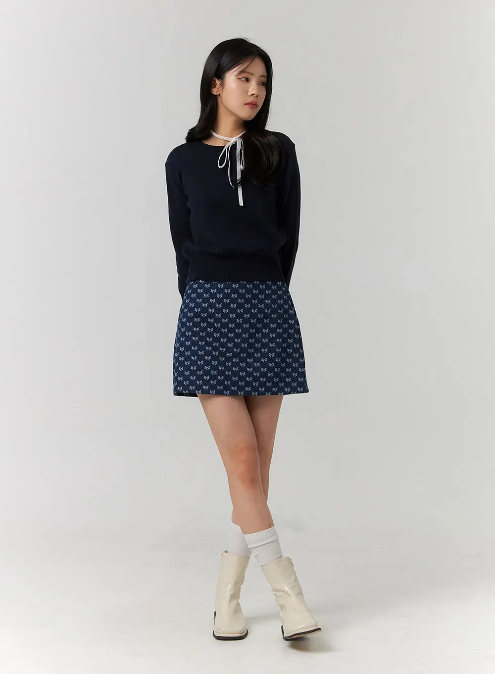 Balletcore Ribbon Graphic Mini Skirt OJ422