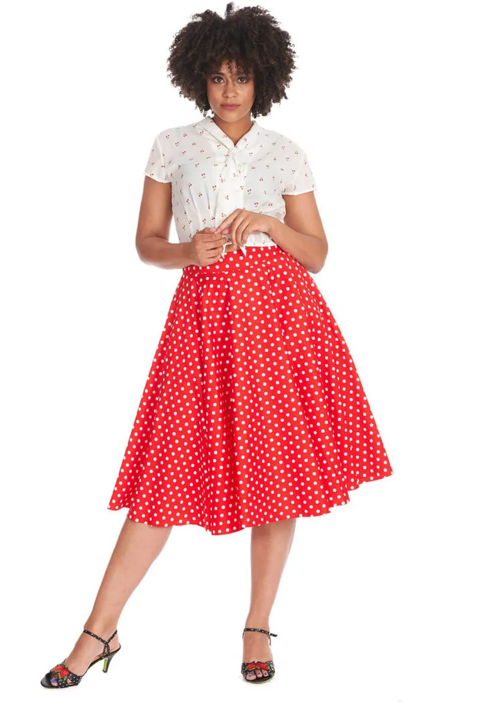 Banned Dot Days 50's Swing Skirt Red