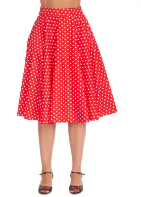 Banned Dot Days 50's Swing Skirt Red