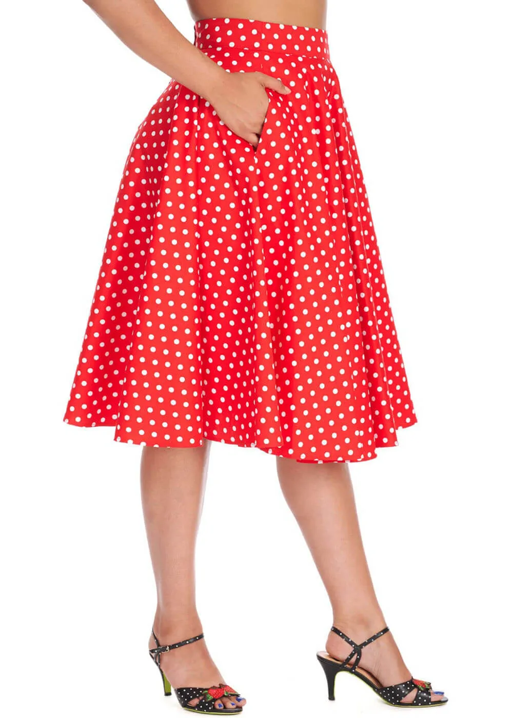 Banned Dot Days 50's Swing Skirt Red