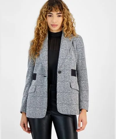 Bar III Women's Tweed Peak-Collar Blazer