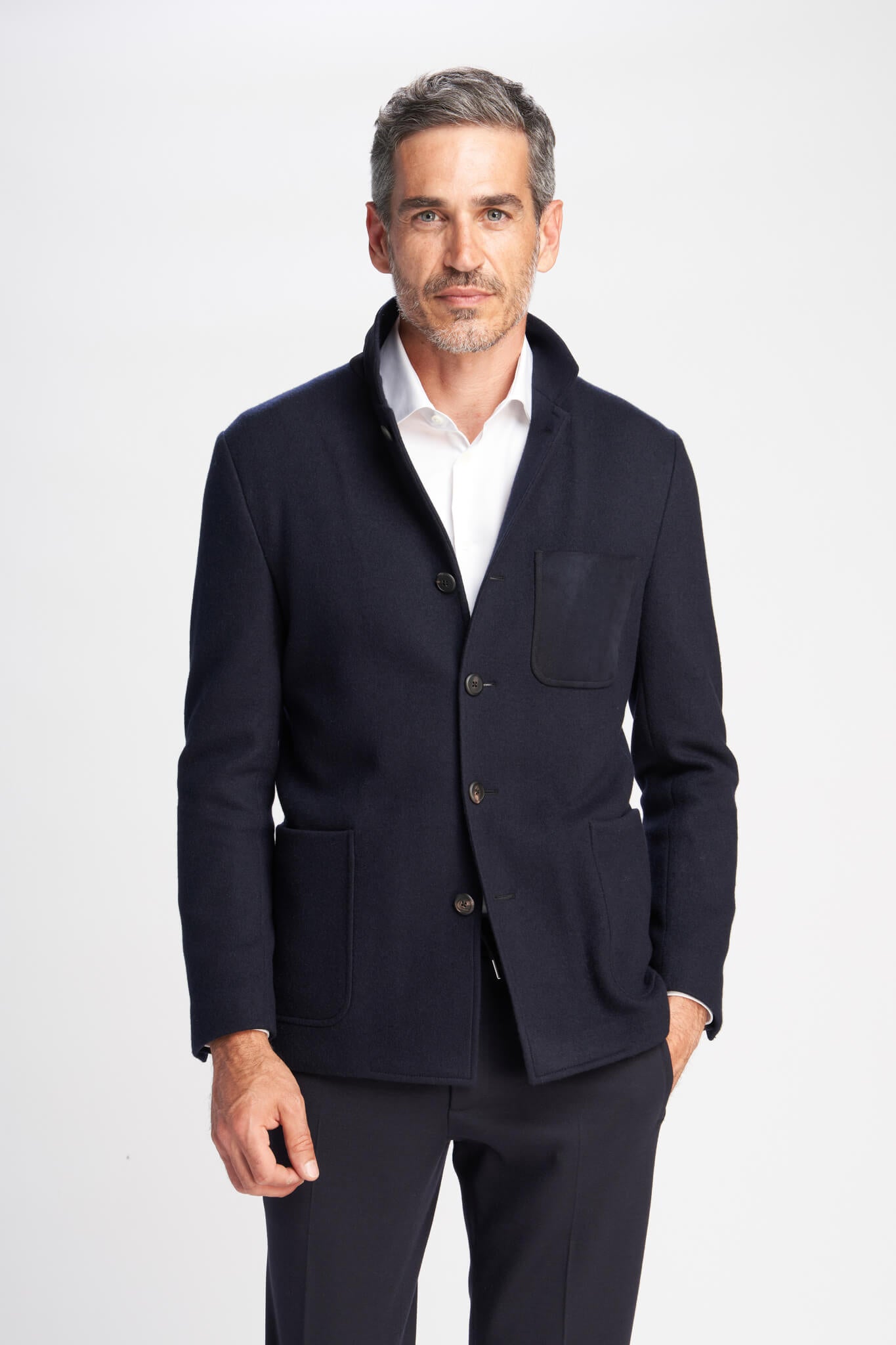 Bard wool and cashmere blazer with leather details