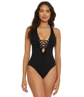 BECCA Modern Edge Corset Lace Up One-Piece Women's