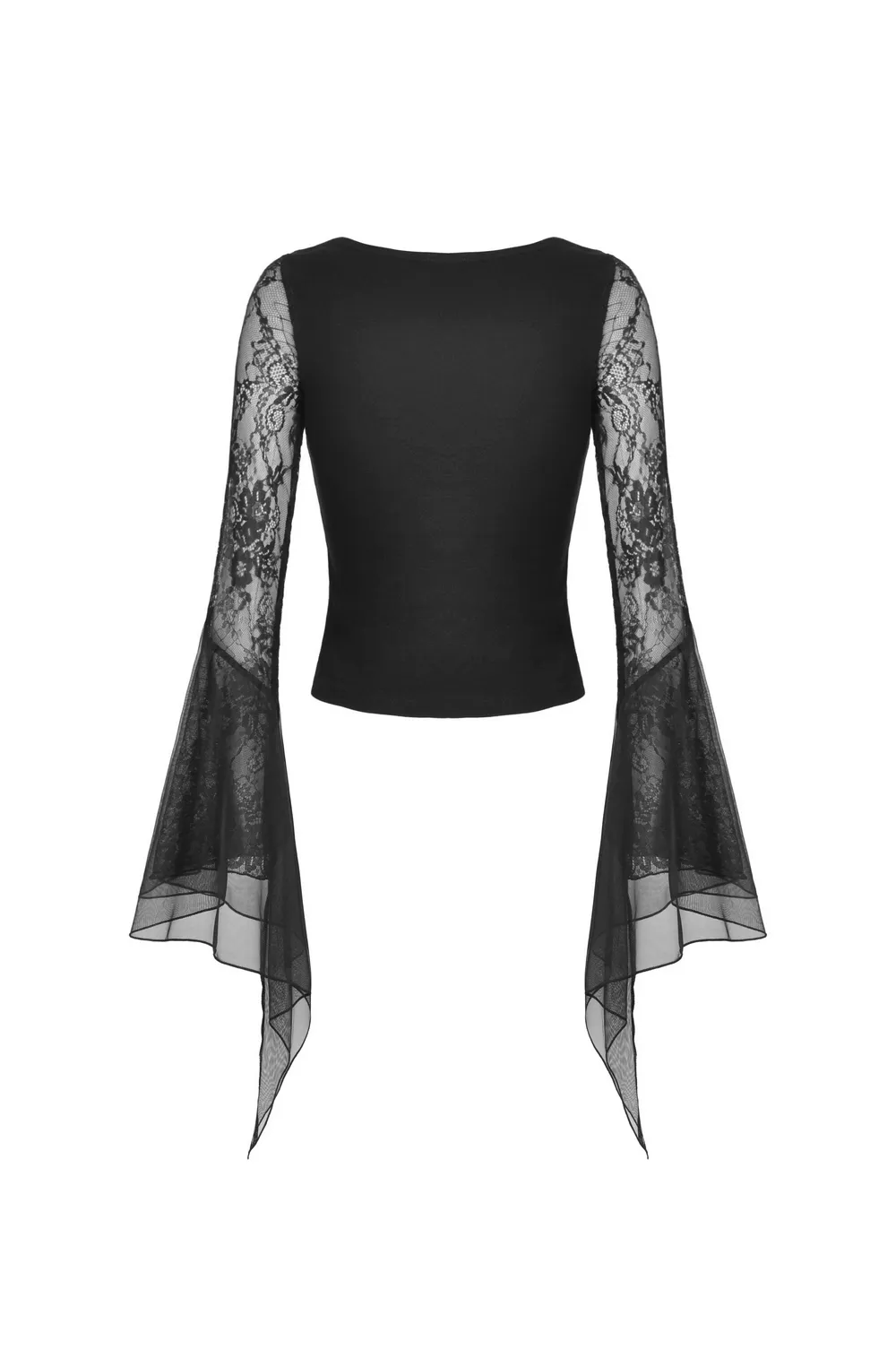 Black Gothic Lace Corset Top with Flared Sleeves