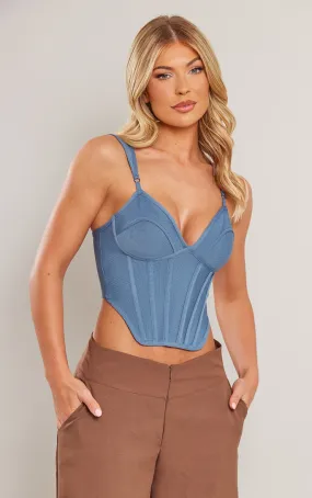 Blue Steel Bandage Dip Hem Bust Cup Corset Top