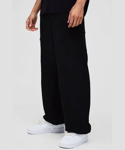 boohoo Mens Elasticated Waist Baggy Seam Detail Cargo Pants