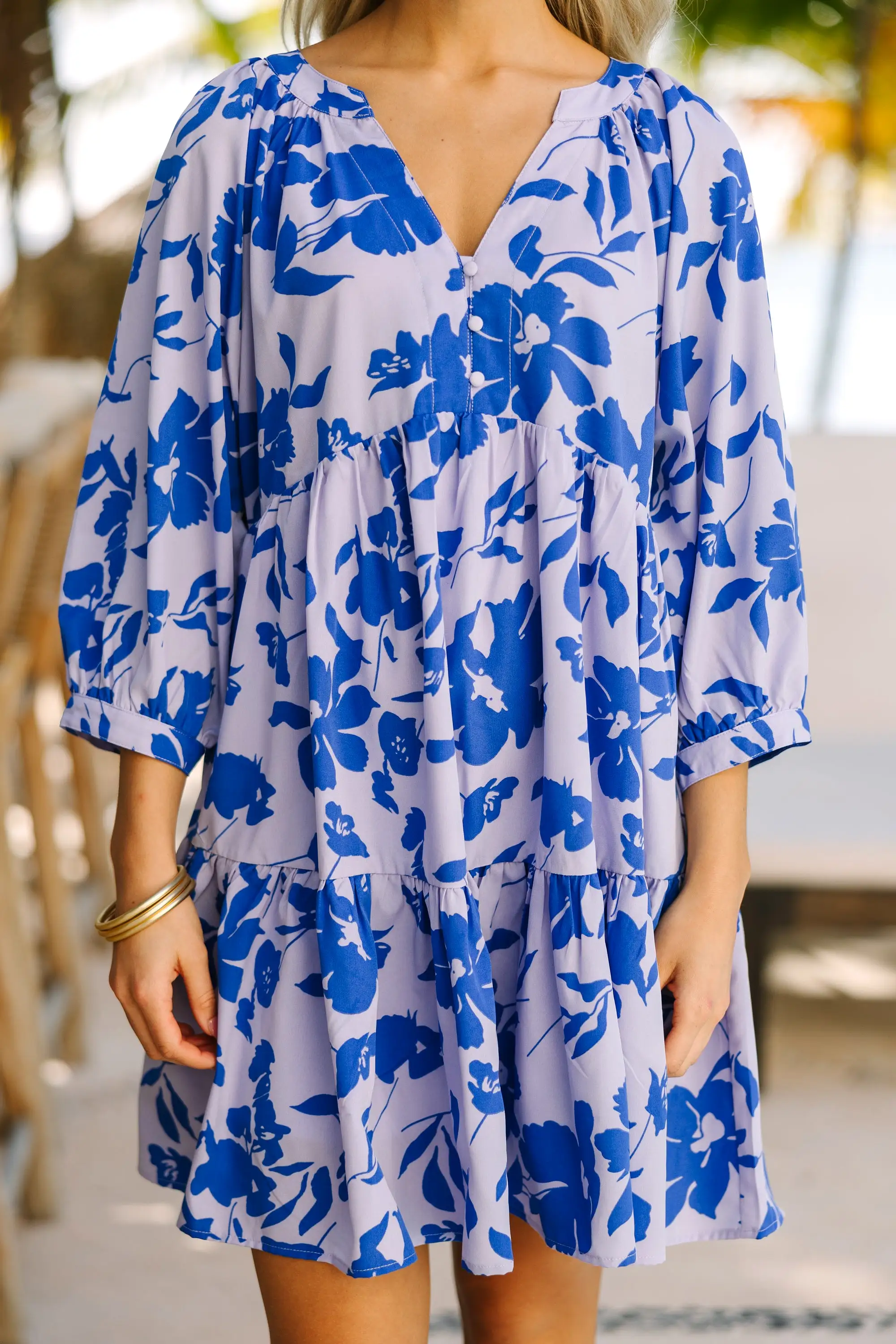 Can't Be Outdone Periwinkle Blue Floral Dress