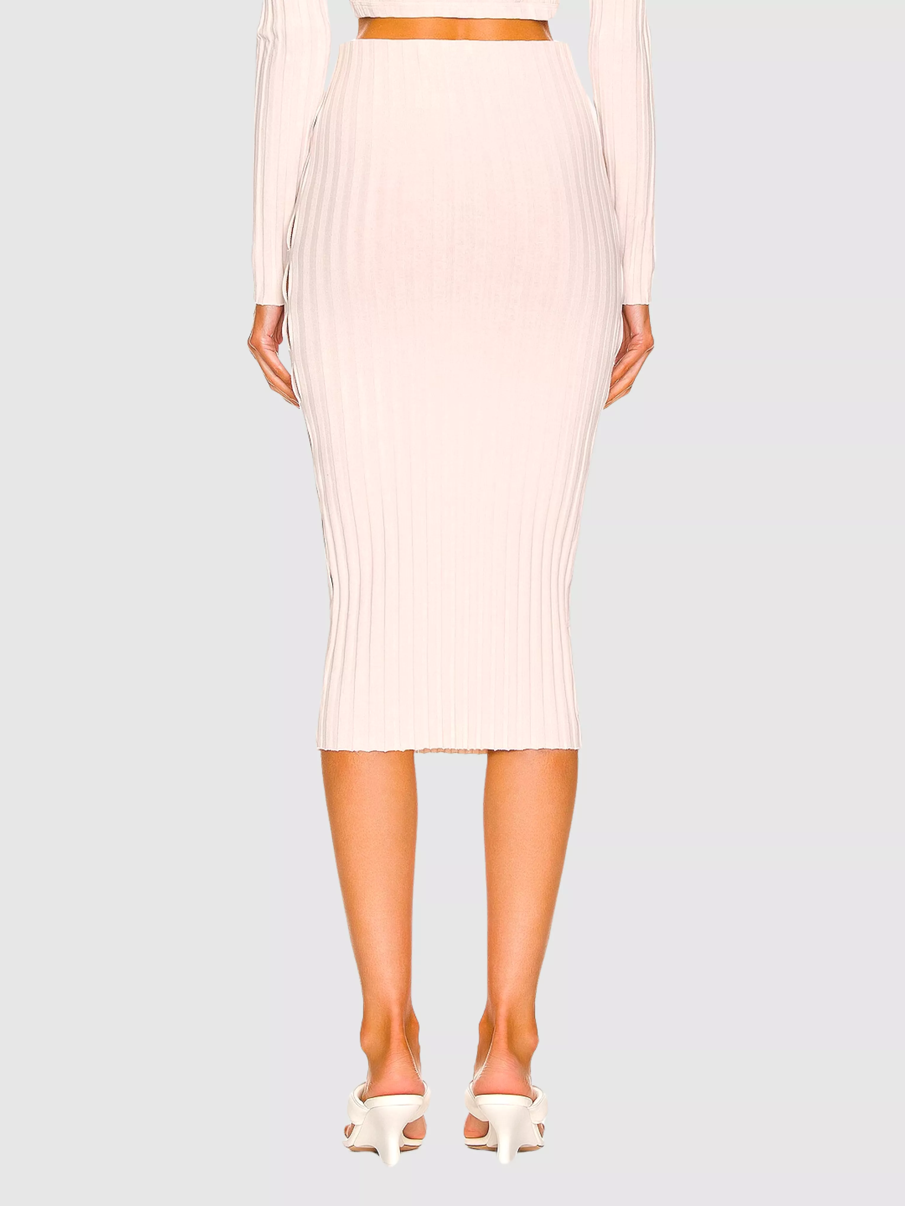 Capri Blush Ribbed Midi Skirt