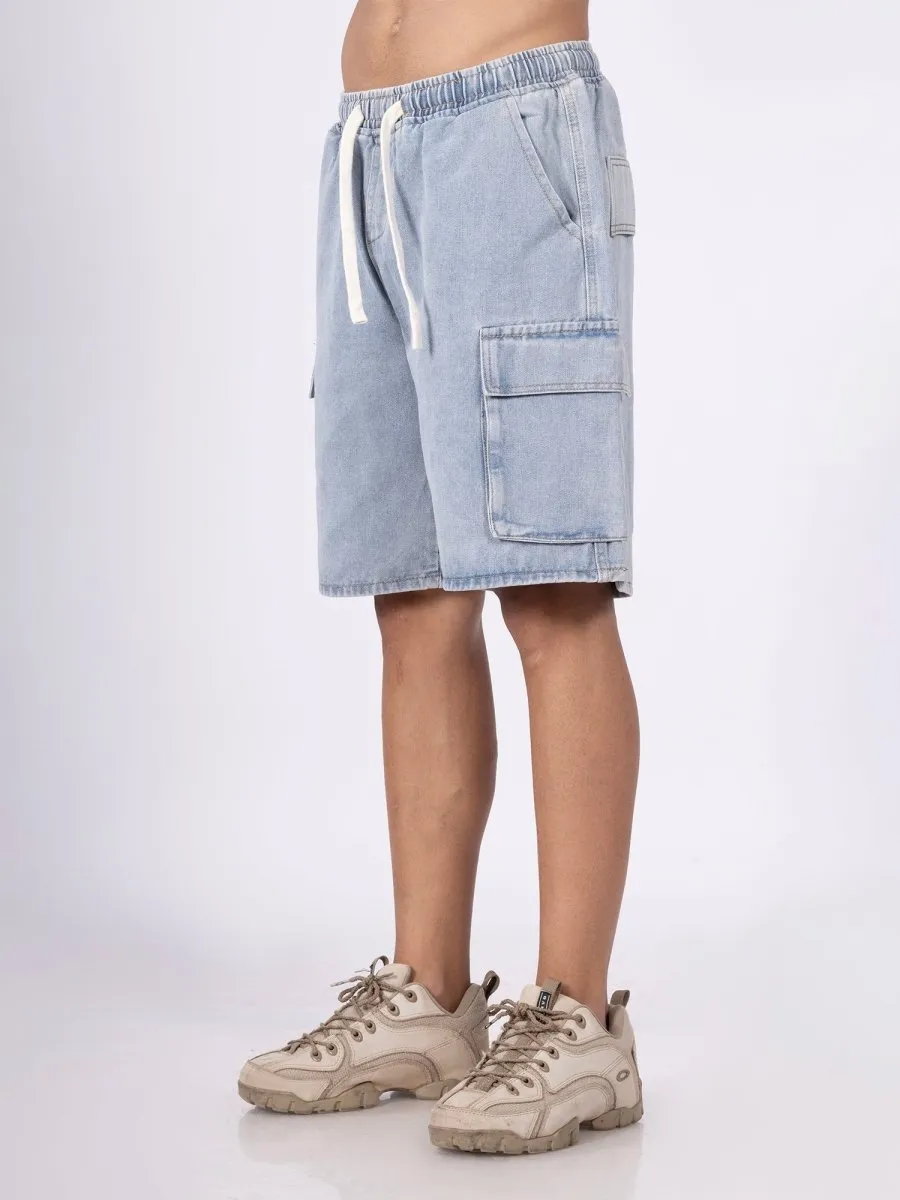 Cargo Denim Light Blue Shorts