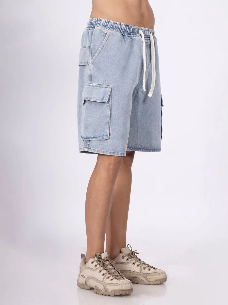 Cargo Denim Light Blue Shorts