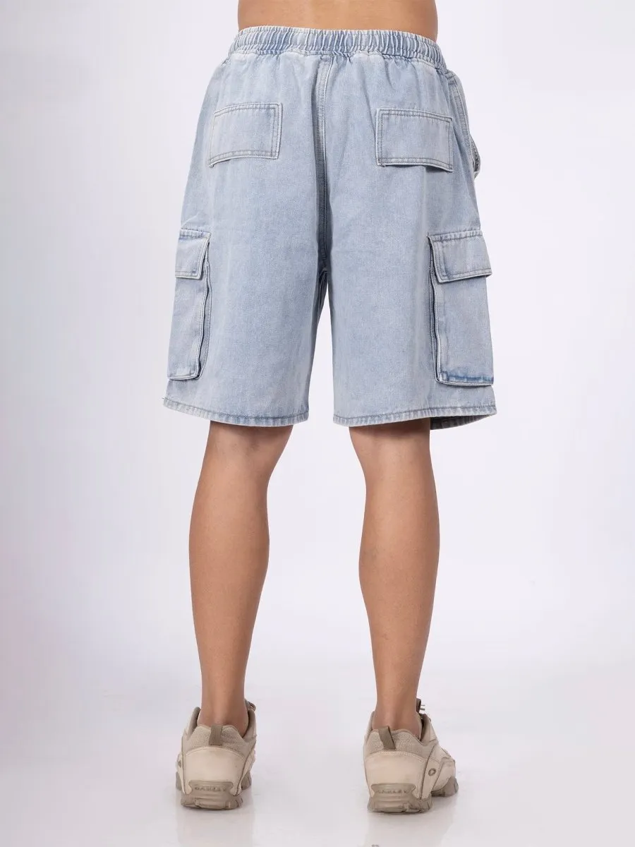 Cargo Denim Light Blue Shorts