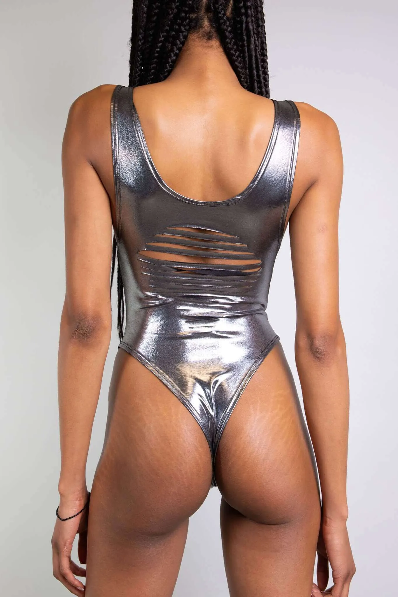 Chrome Slit Sideboob Bodysuit