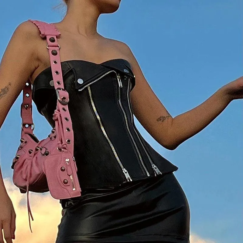 Clubwear Leather Tube Corset Top