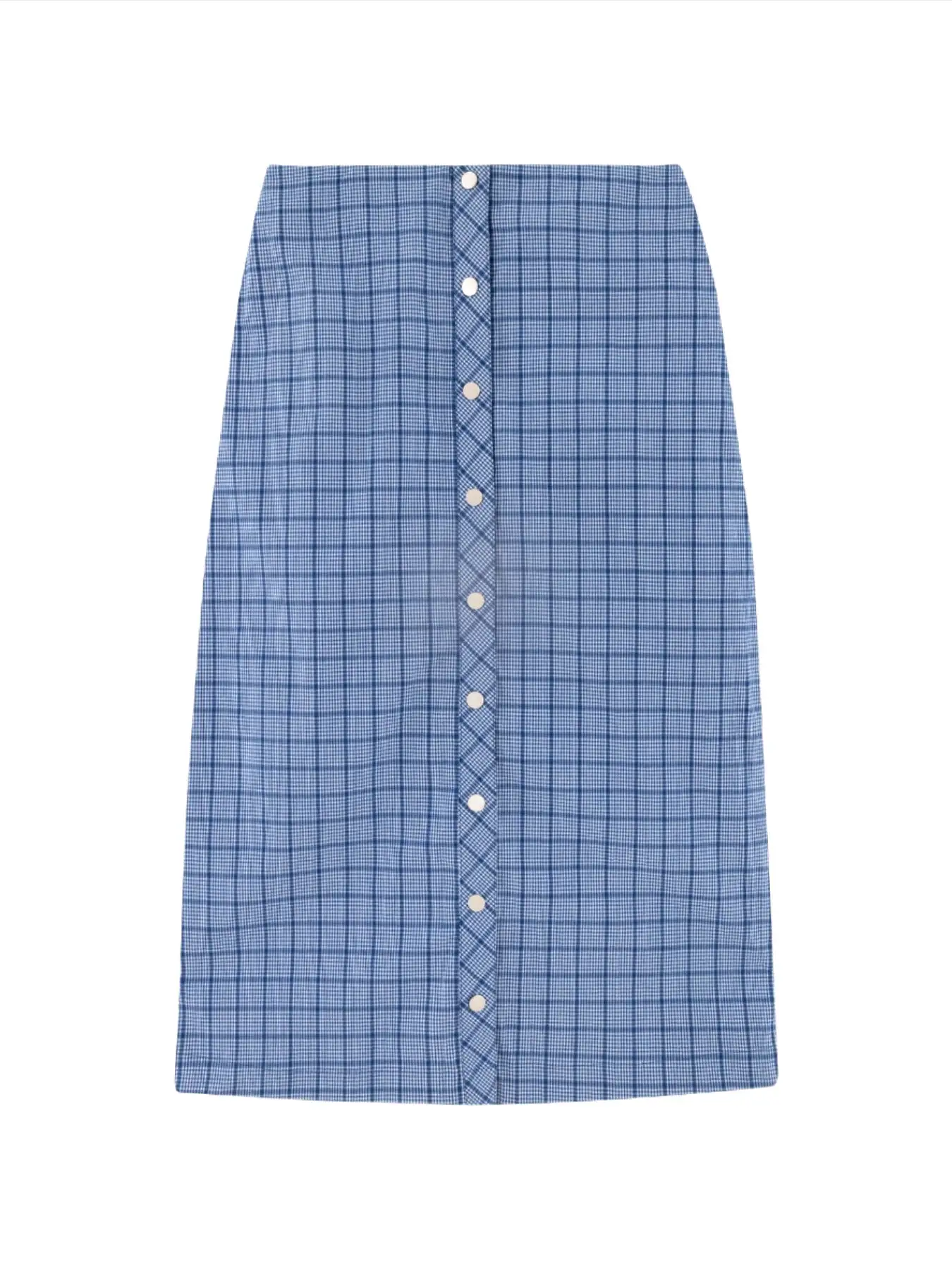 Cobalt Blue Check Midi Skirt