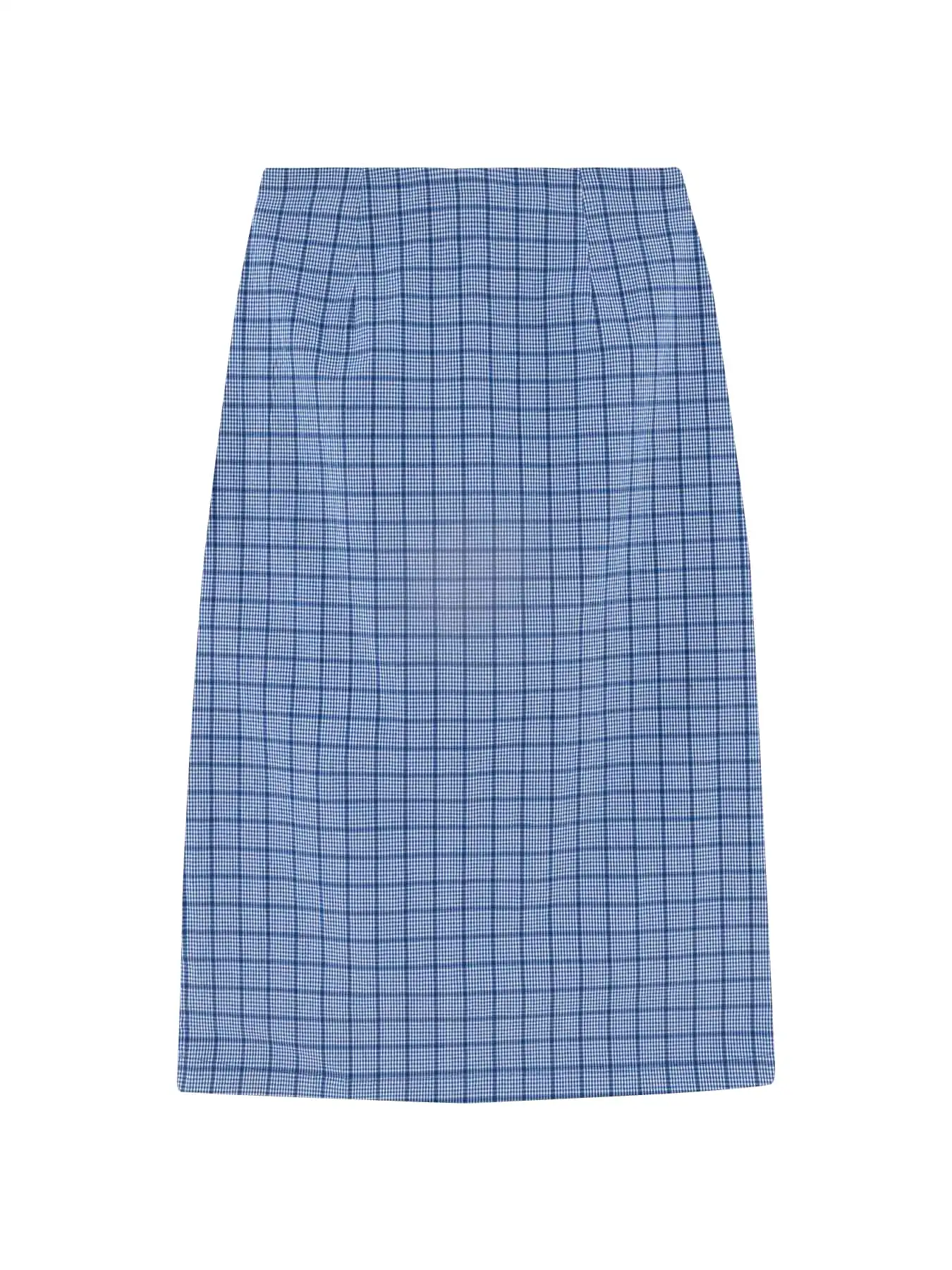 Cobalt Blue Check Midi Skirt