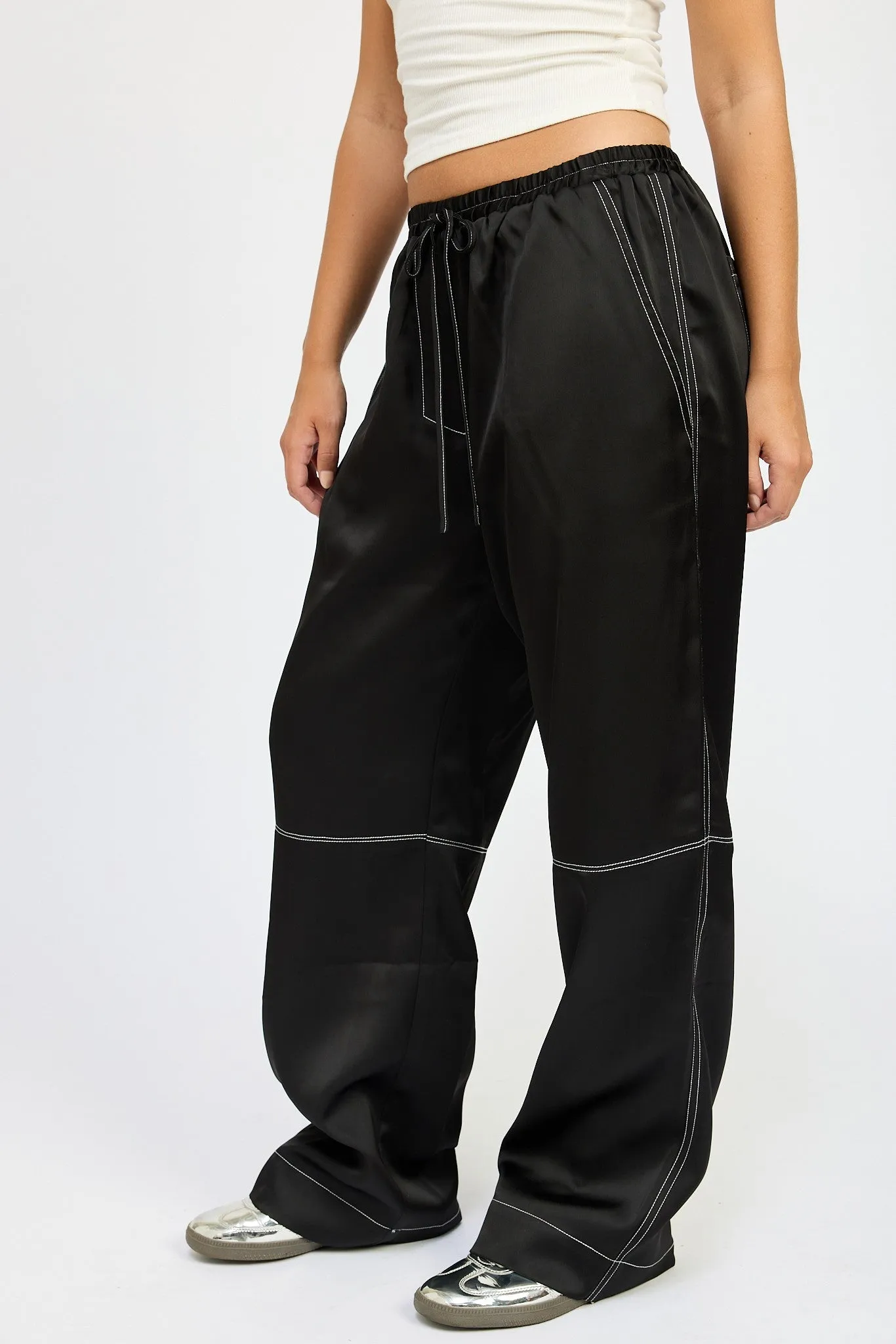 Contrast Stitch Satin Lounge Pants