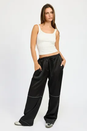 Contrast Stitch Satin Lounge Pants