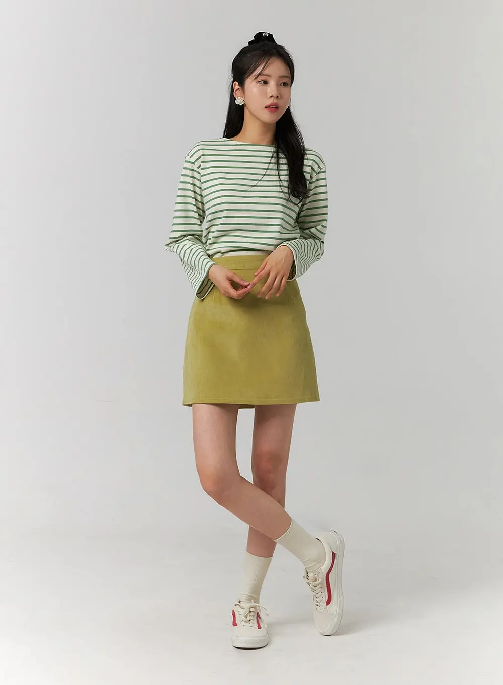 Corduroy Zipper Mini Skirt OJ423