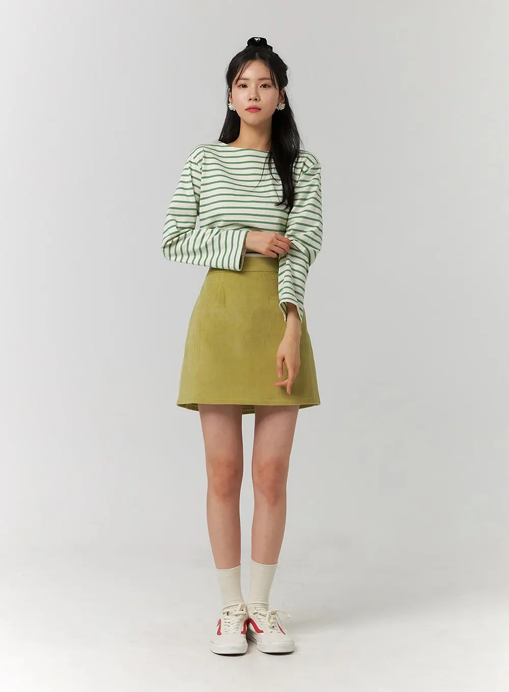 Corduroy Zipper Mini Skirt OJ423