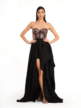 Corset Bodice Draped Gown