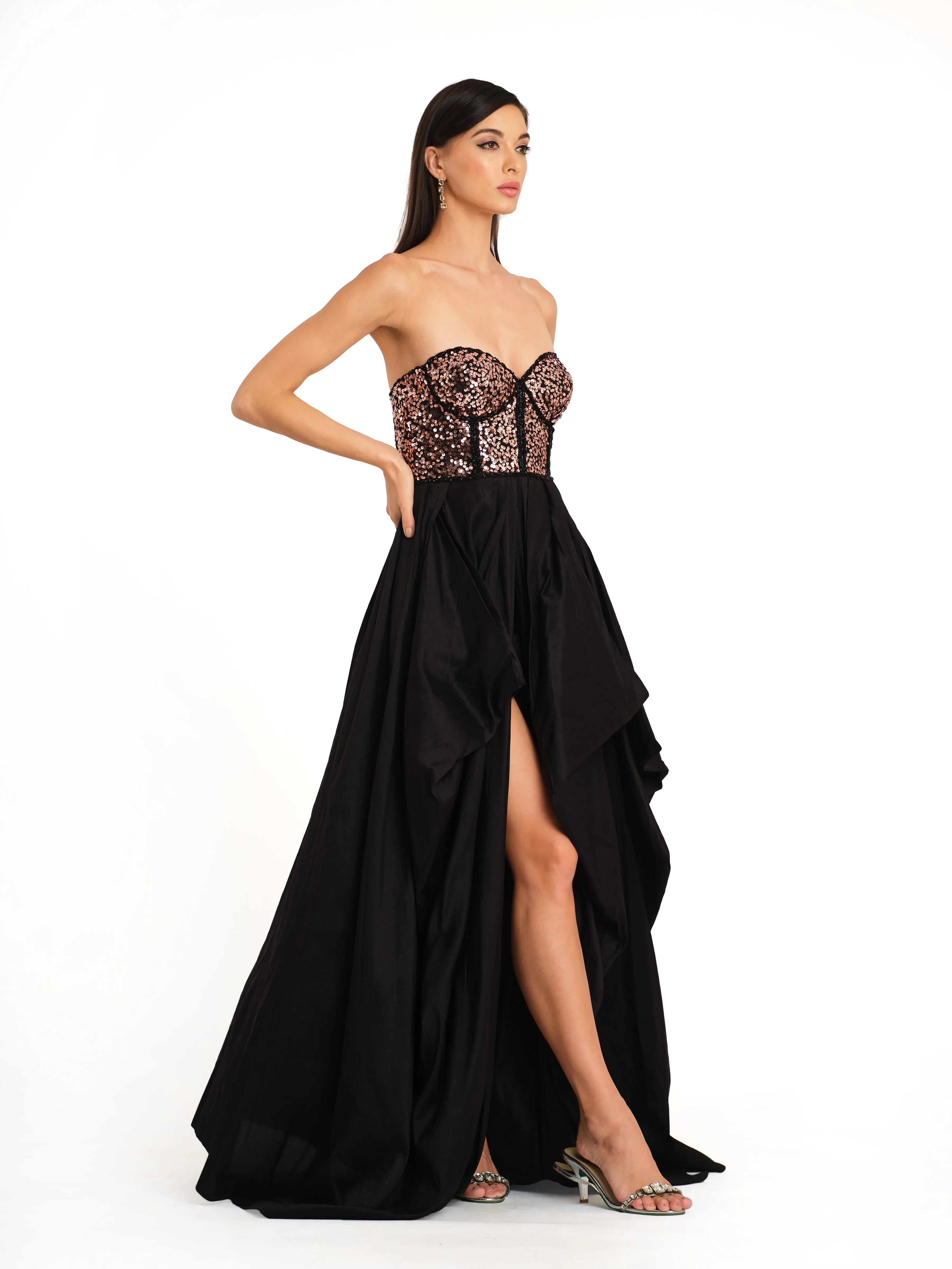 Corset Bodice Draped Gown