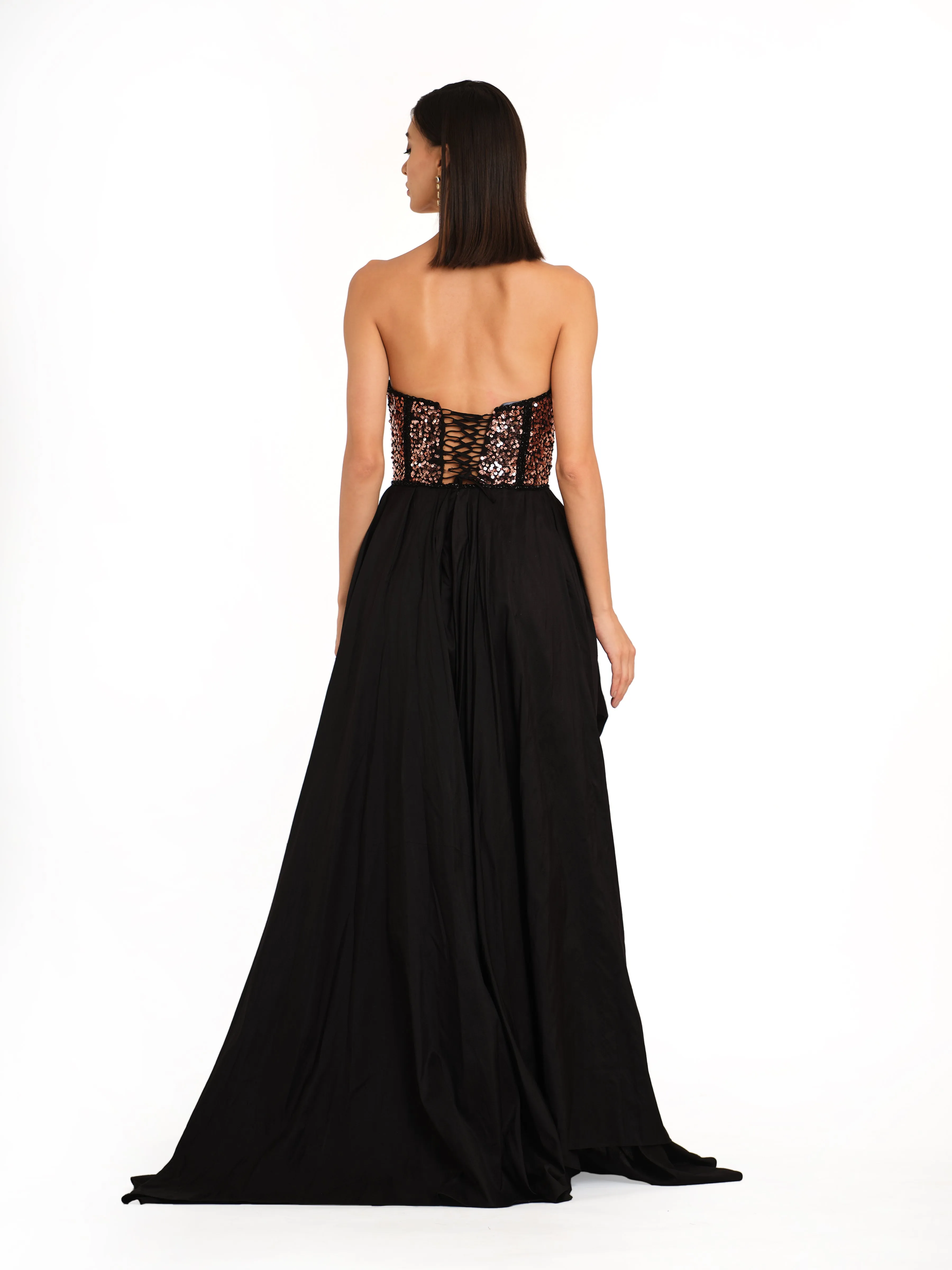 Corset Bodice Draped Gown