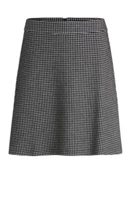 Cotton-blend mini skirt with houndstooth jacquard