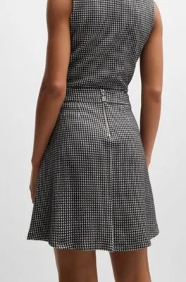 Cotton-blend mini skirt with houndstooth jacquard