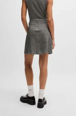 Cotton-blend mini skirt with houndstooth jacquard