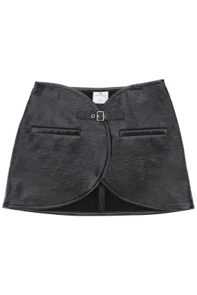 Courreges ellipse vinyl mini skirt 124CJU143VY0014 BLACK