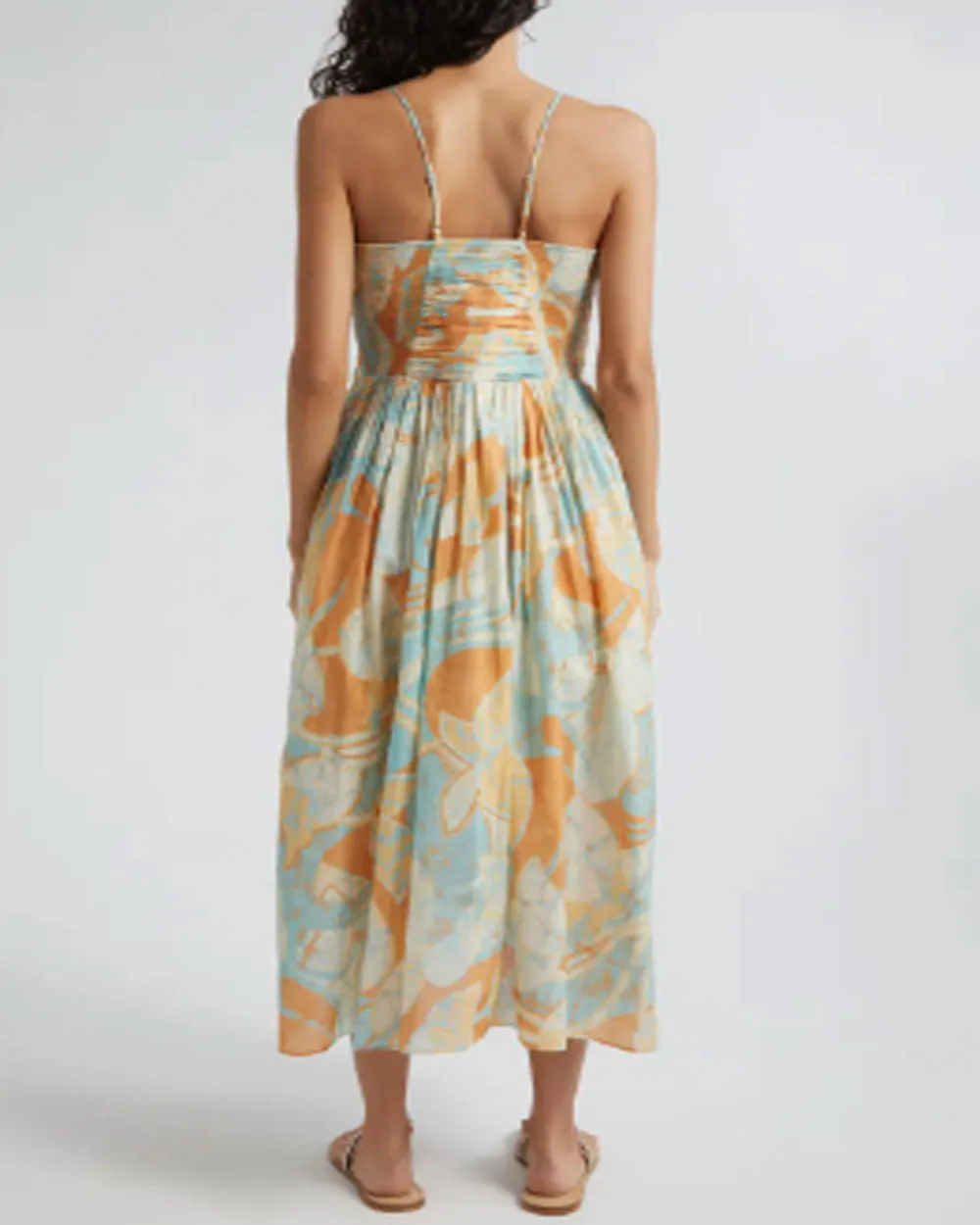 Cumin and Sea Glass Rumi Cotton Midi Dress