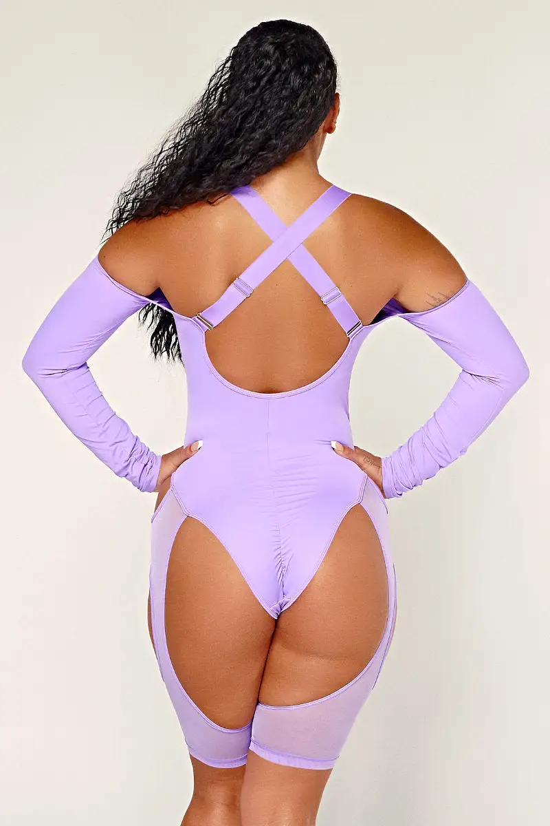 CXIX Dollhaus Mesh Bodysuit - Purple