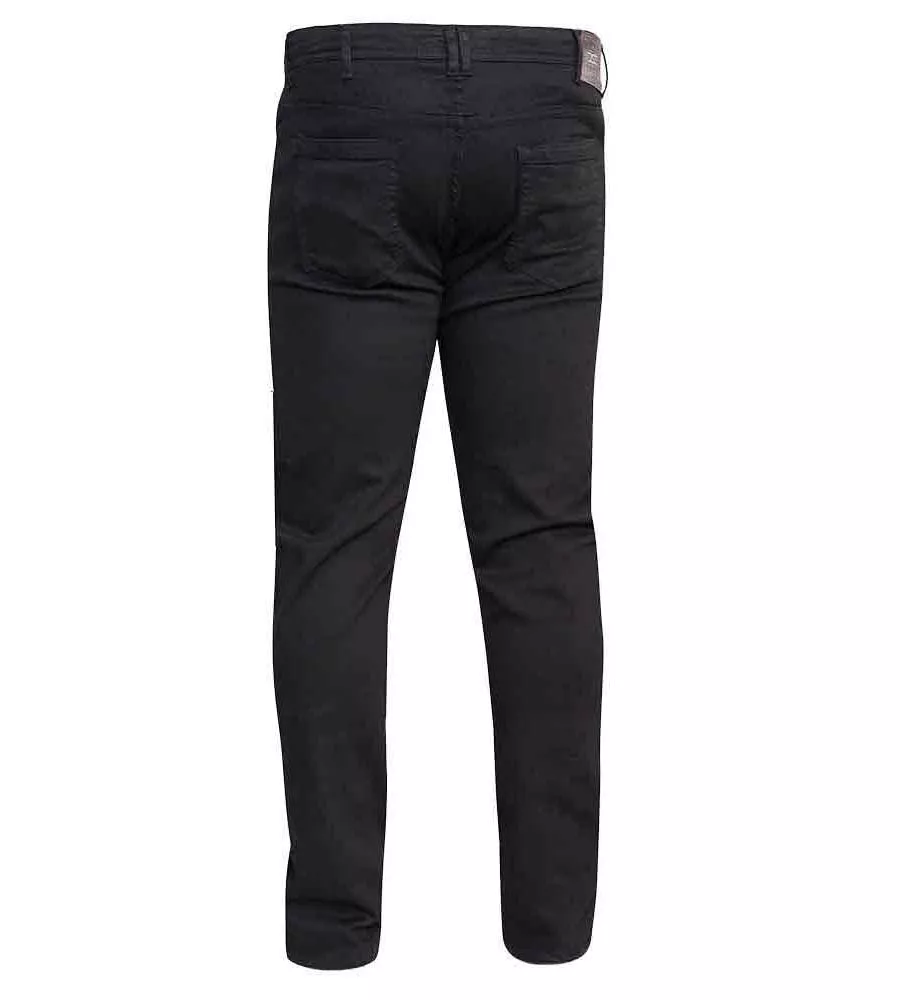 D555 Tall Mens Tapered Fit Stretch Jeans In Black (CLAUDE-T)