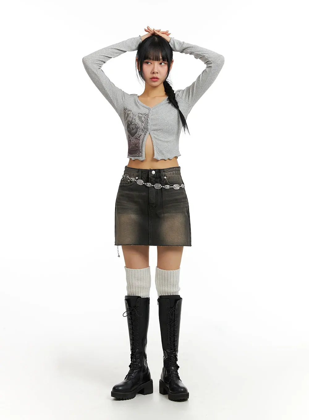 Denim High Waist Mini Skirt CJ412