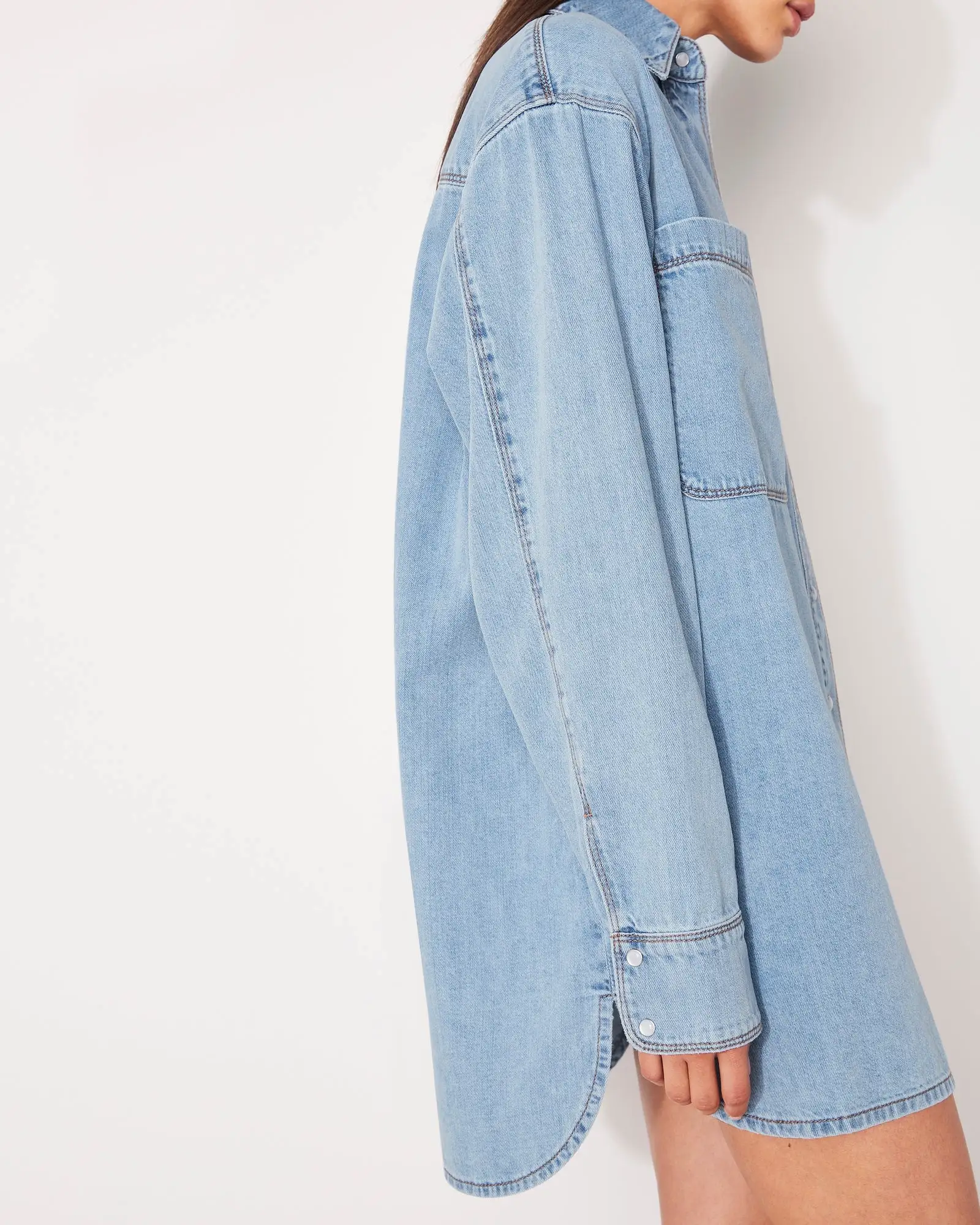 DENIM SHIRT DRESS - FADED INDIGO