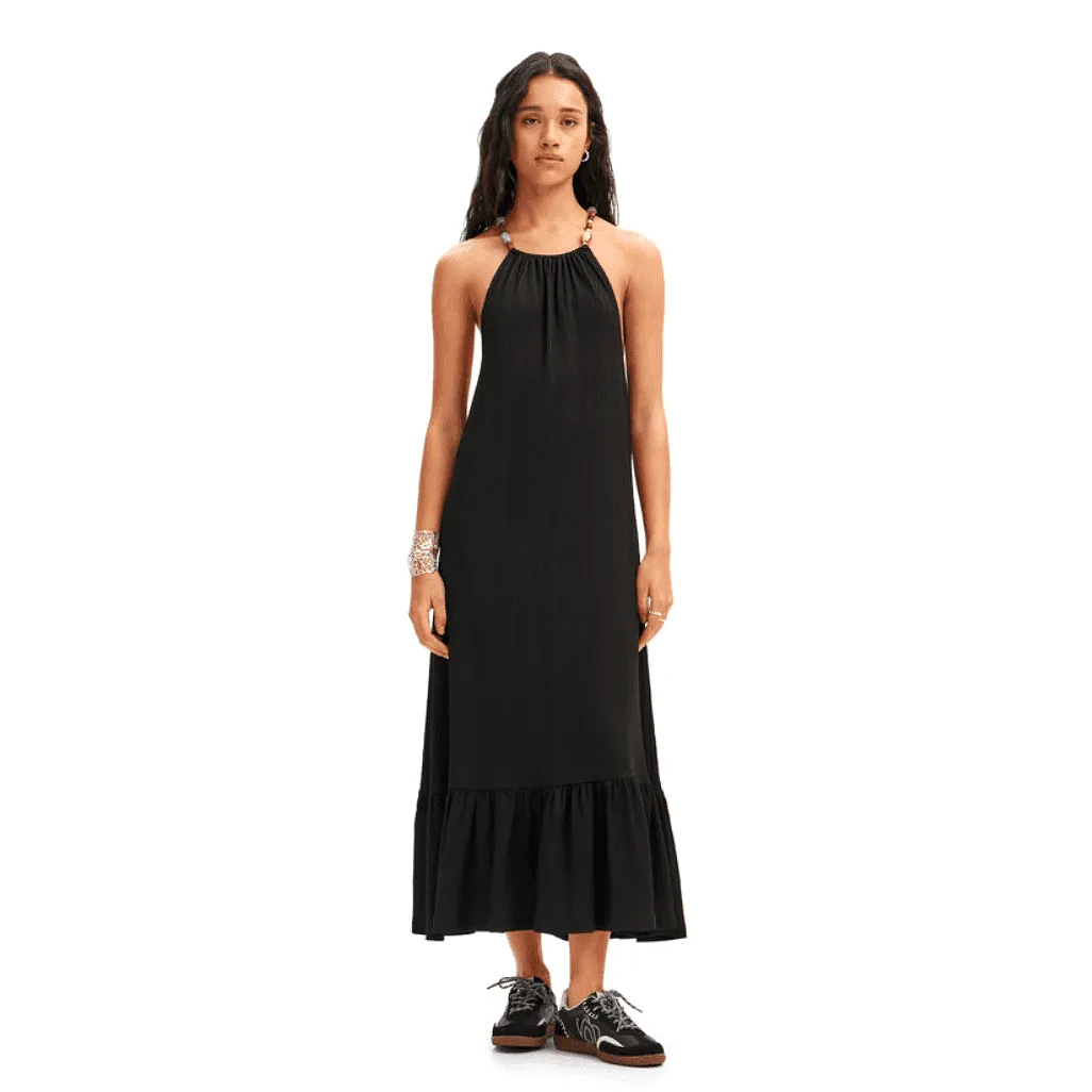 Desigual Beaded Strap Midi Dress in Black