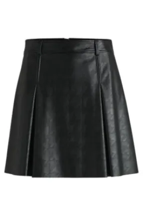 Faux-leather mini skirt with embossed houndstooth pattern