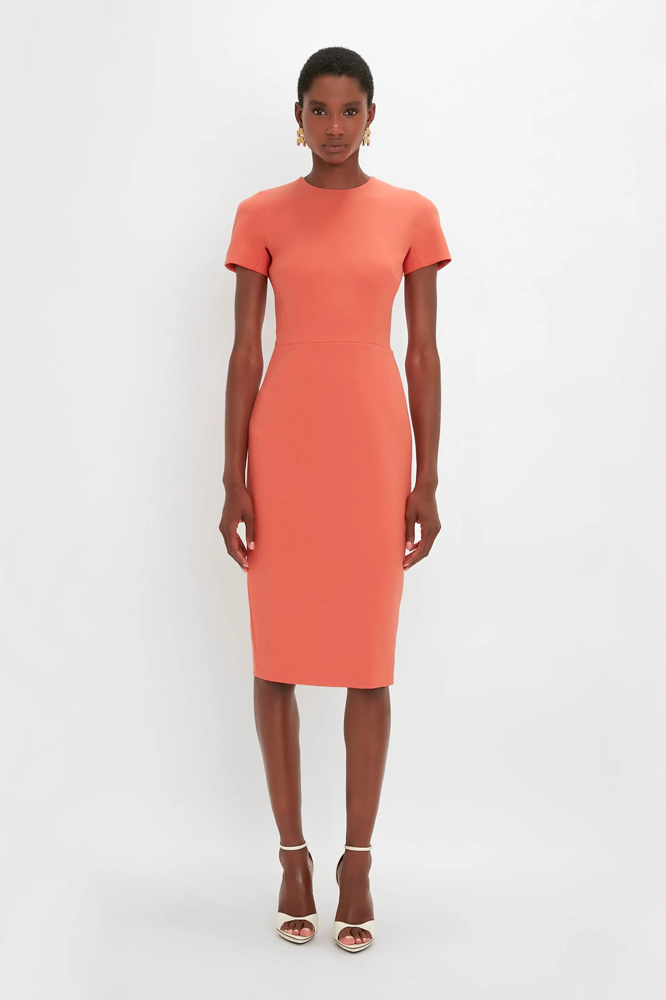 Fitted T-Shirt Dress In Papaya