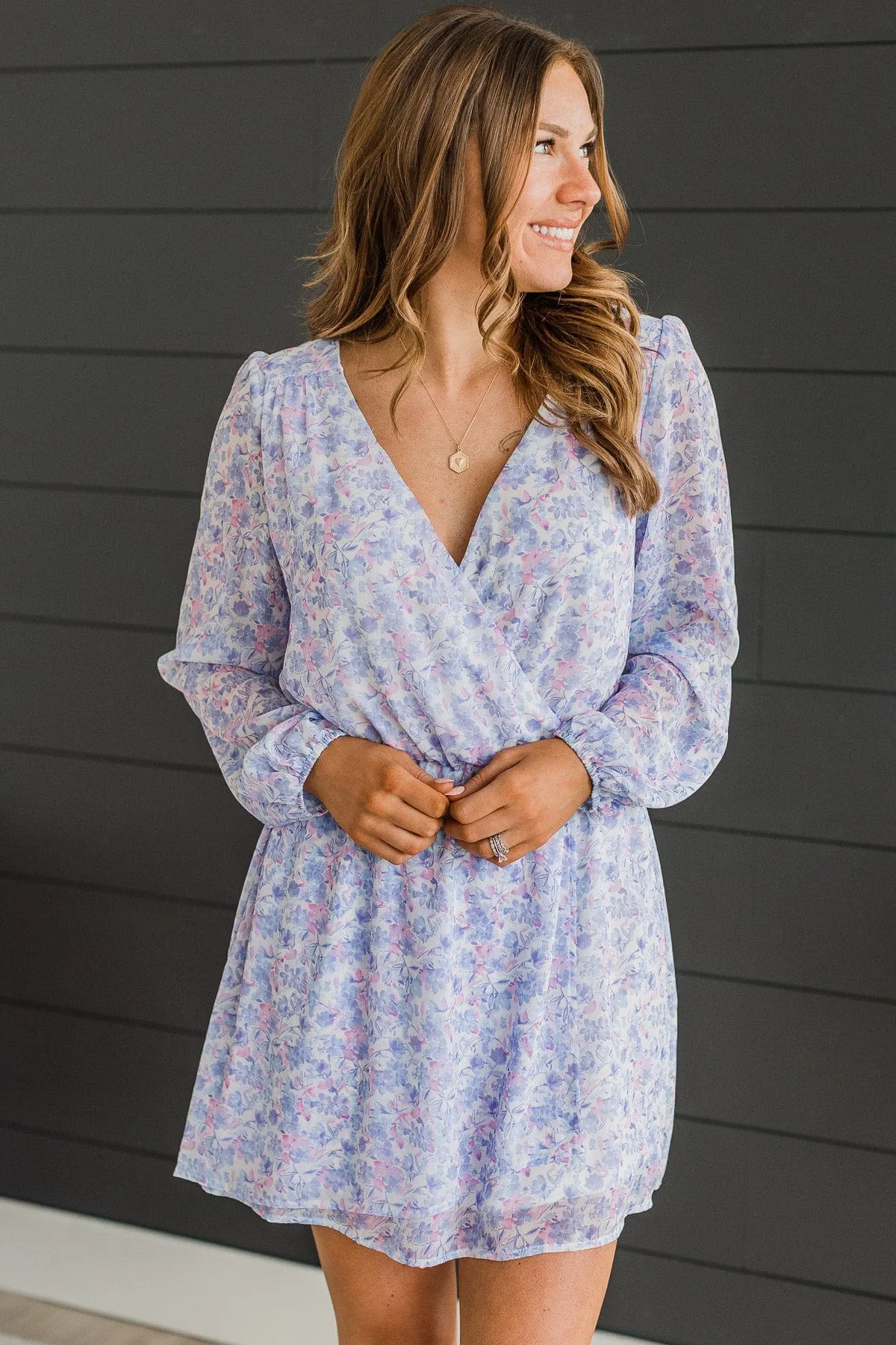 Flirting In Floral Dress- Lavender